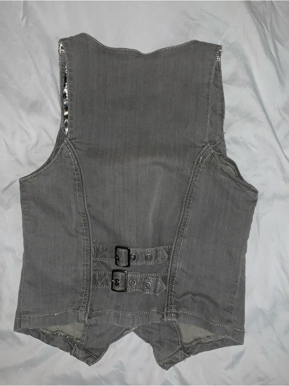 Vintage Y2K Clash Buckle Vest Gray Cotton Clash Jeans USA - Picture 2 of 5